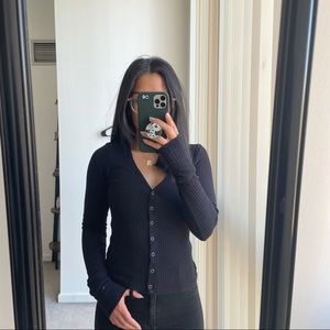 Abercrombie Long Sleeve Ribbed Henley Top